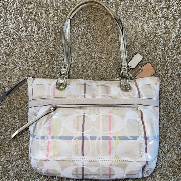 Coach Poppy Tattersall Signature Plaid Tote - Picture 2 of 15